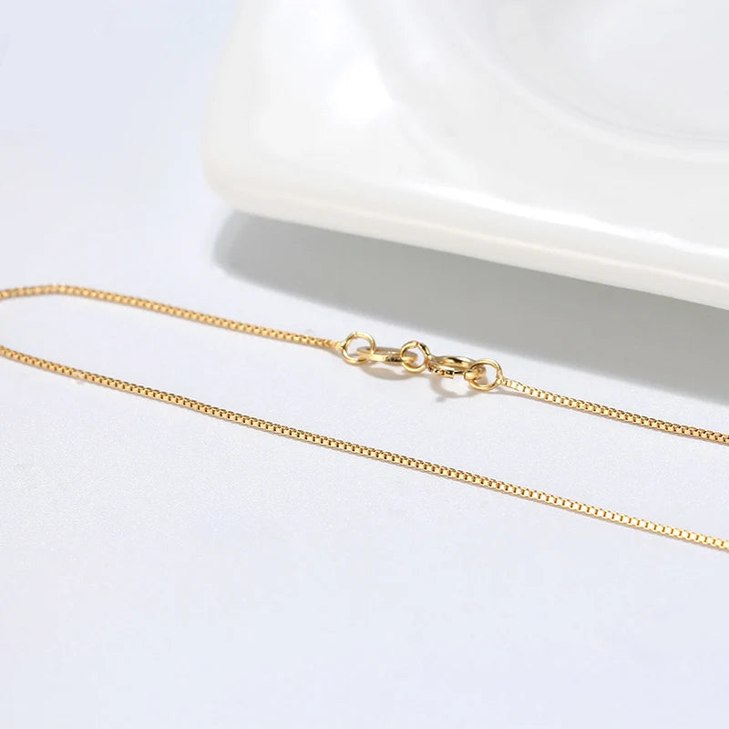 Box Chain Halsband 925 Sterling Silver - Guldpläterat Unisex