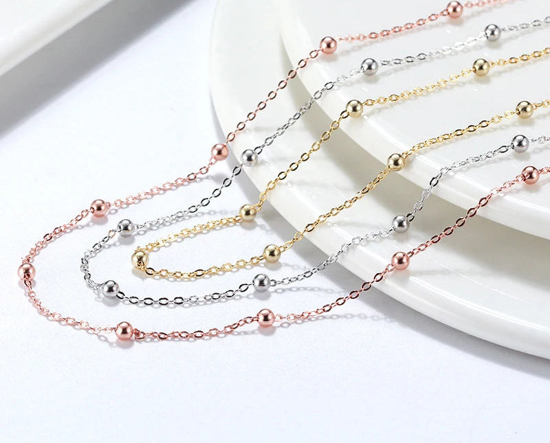 Satellite Chain Halsband 1mm 925 Silver - 14K Guldplätering Cable Chain