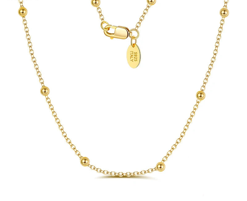 Satellite Chain Halsband 1mm 925 Silver - 14K Guldplätering Cable Chain