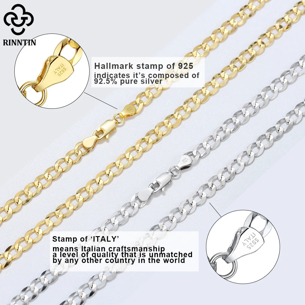 Cuban Link Armband 3-5mm Diamond Cut - 925 Silver 18K Guld