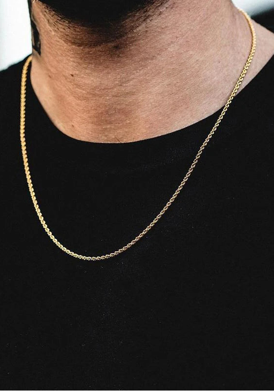 Rope Chain Halsband 1.7mm 925 Silver - 18K Guldplätering Unisex