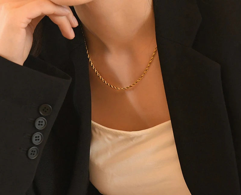 Rope Chain Halsband 1.7mm 925 Silver - 18K Guldplätering Unisex