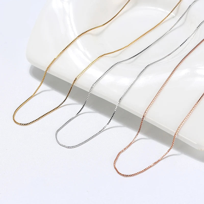 Box Chain Halsband 925 Sterling Silver - Guldpläterat Unisex