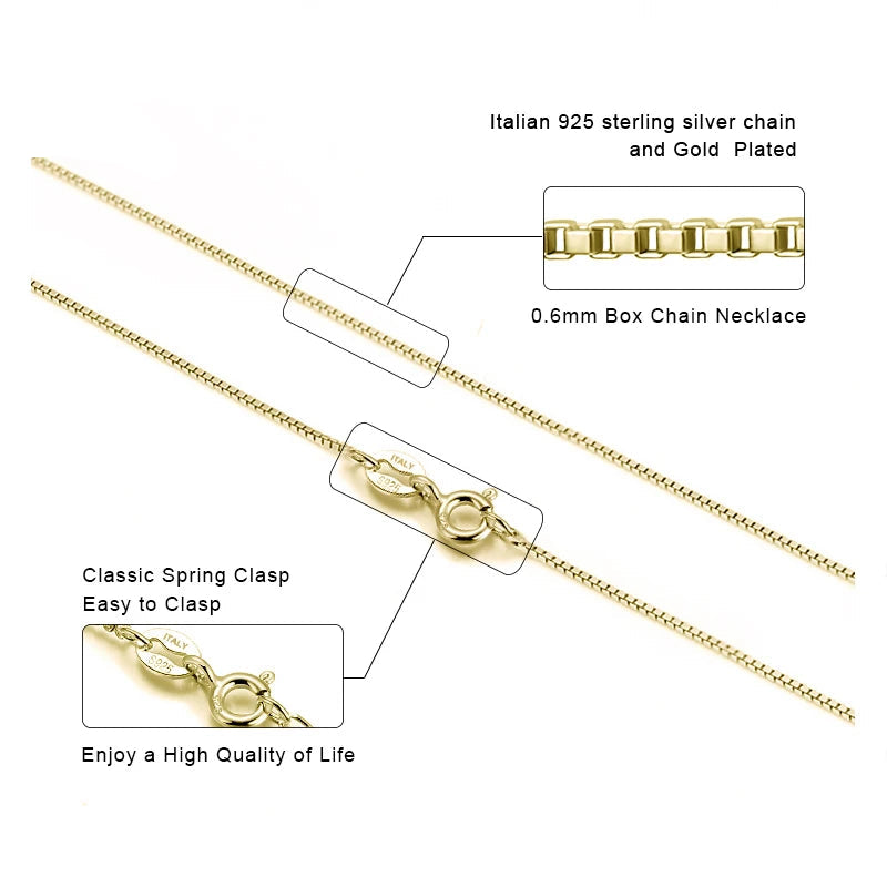 Box Chain Halsband 925 Sterling Silver - Guldpläterat Unisex
