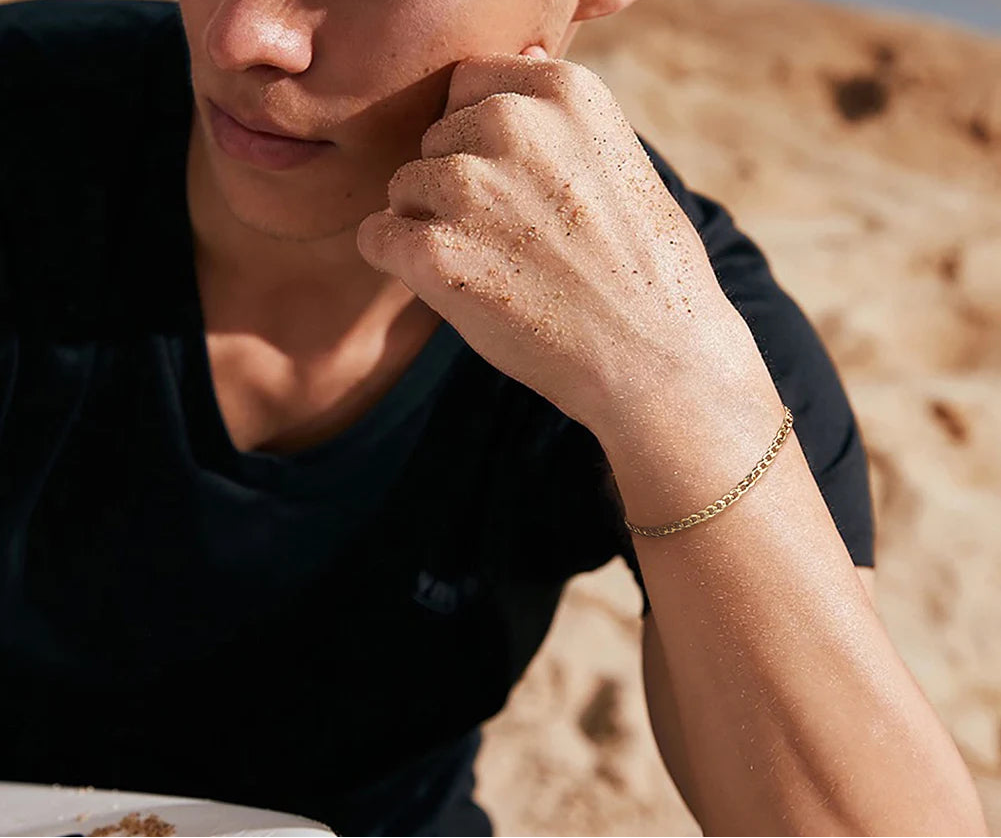 Cuban Chain Armband 3mm 925 Silver - 18K Guldplätering Unisex