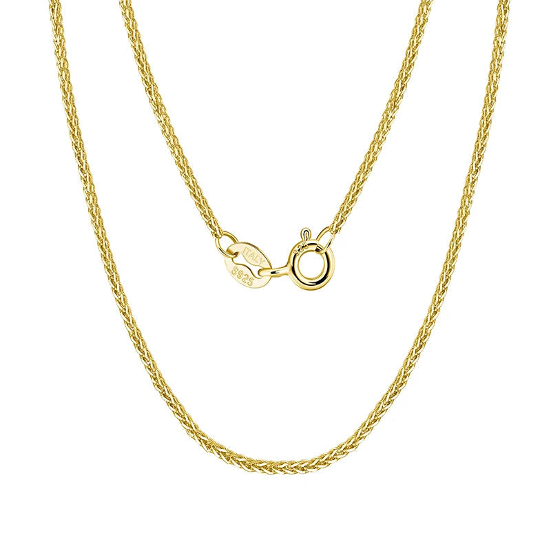 Chopin Chain Halsband 2mm 925 Silver - 14K Guldplätering Handgjort