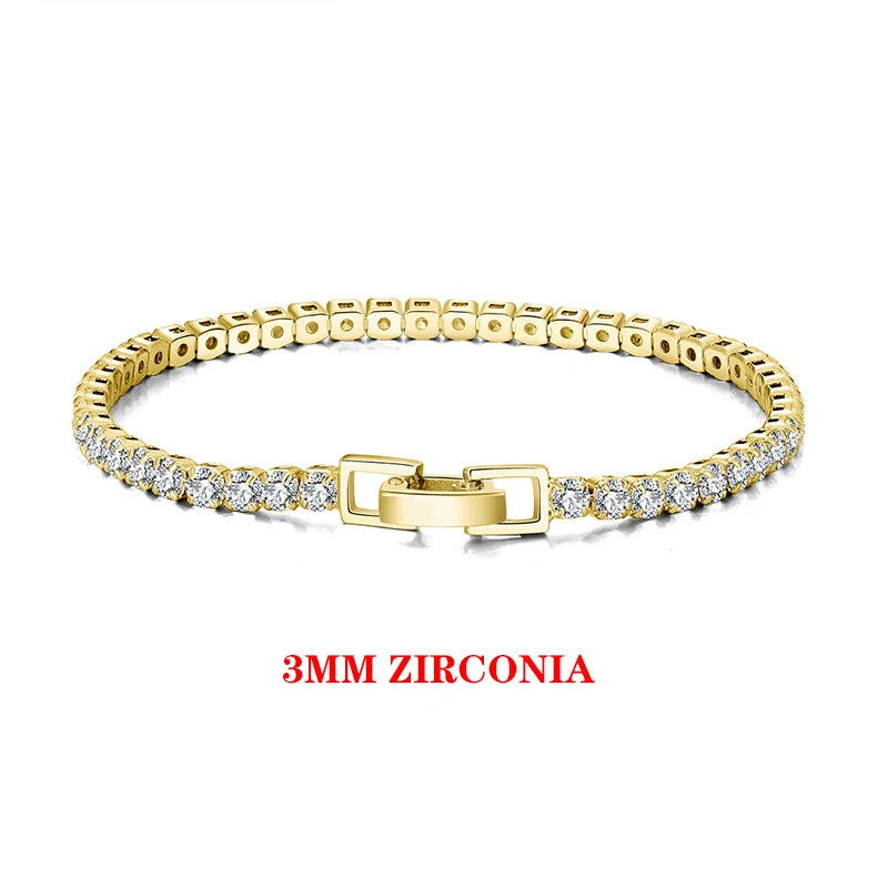 Tennis Armband 2-4mm Zirconia - 925 Silver 14K Guldplätering