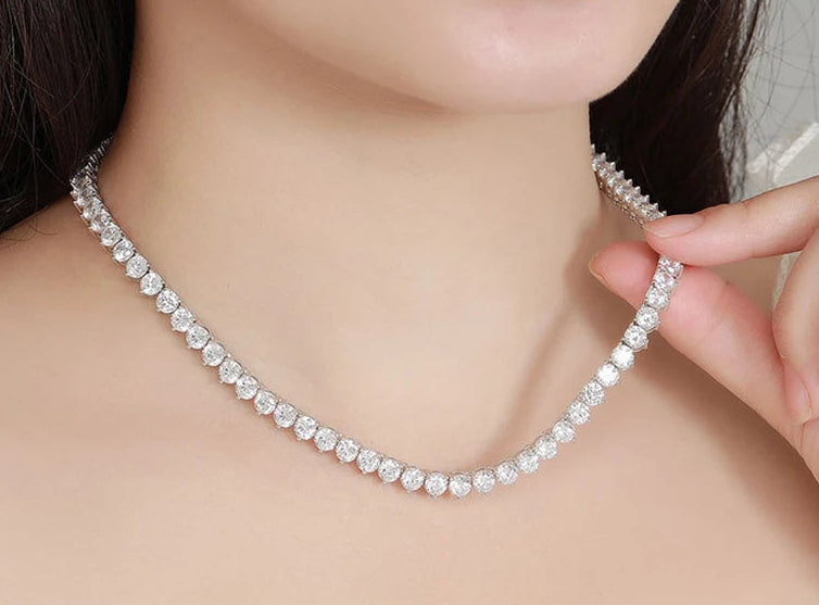 Moissanite Tennishalsband 3-5mm - 925 Silver 18K vit guldplätering