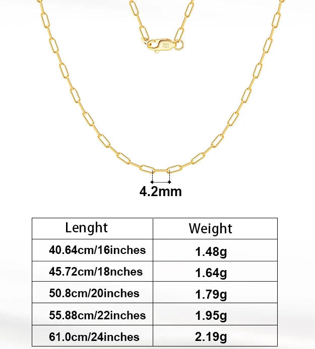 Paperclip Halsband 1.8mm 925 Silver - 18K Guldpläterat Unisex