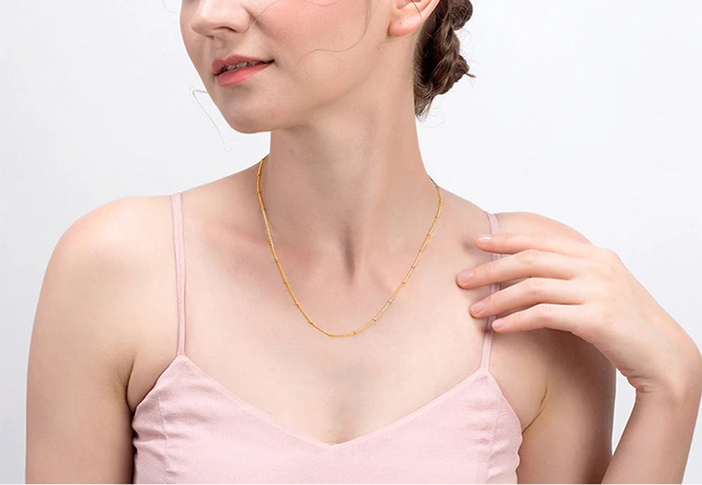 Bead Ball Halsband - 925 Sterling Silver 18K Plätering