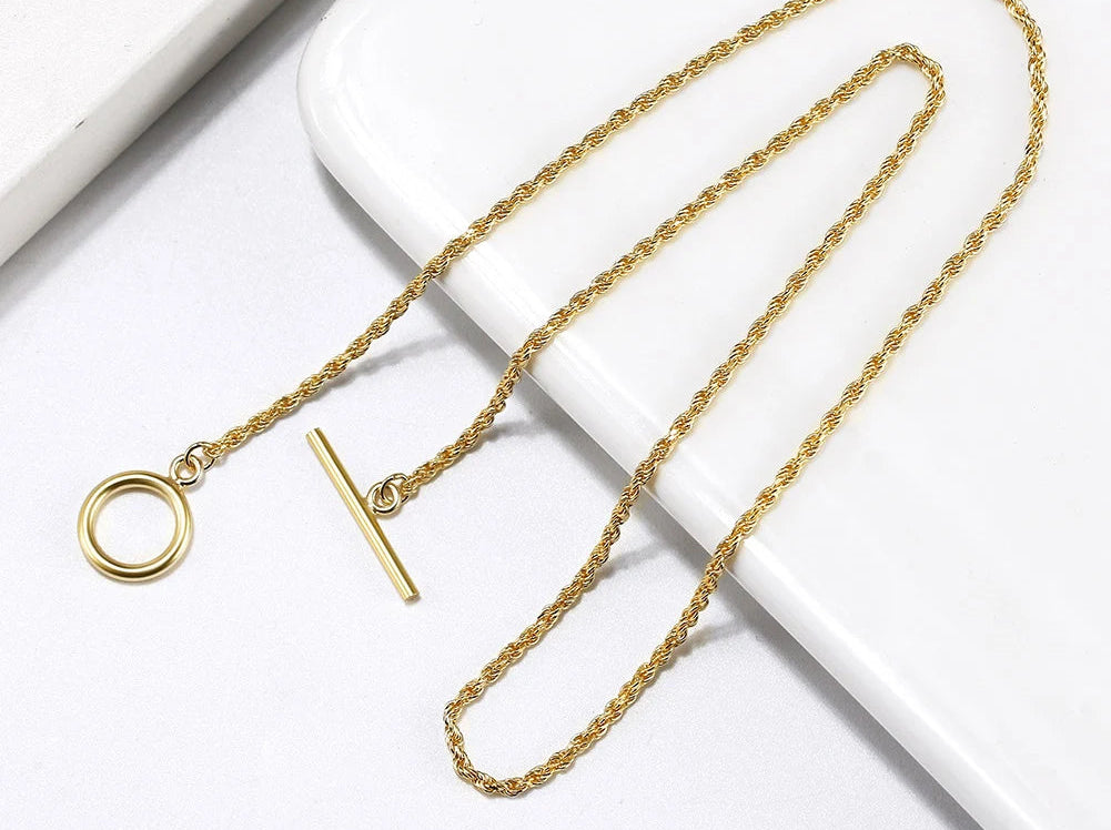 Braided Chain Armband 1.5mm 925 Silver - 14K Guldplätering OT Toggle