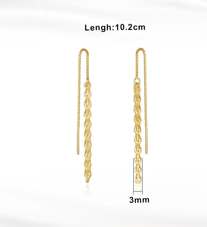 Phoenix Örhängen Lång Kedja - 925 Silver 14K Guldplätering