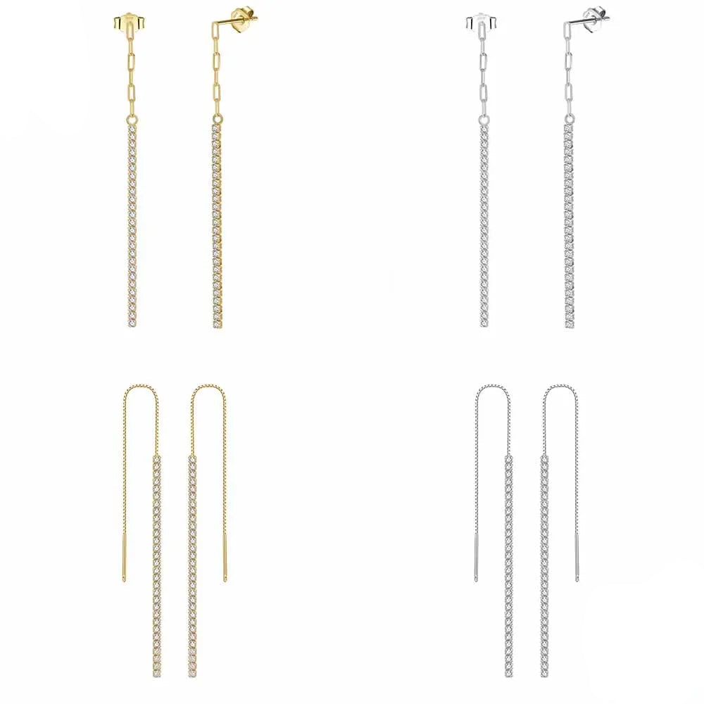 Örhängen Zirconia 2mm - 925 Silver 14K Guldplätering