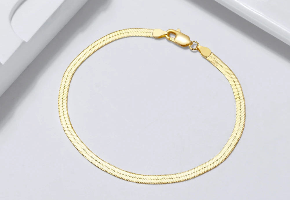 Herringbone Armband 3mm - 925 Silver 18K Guldplätering- unisex