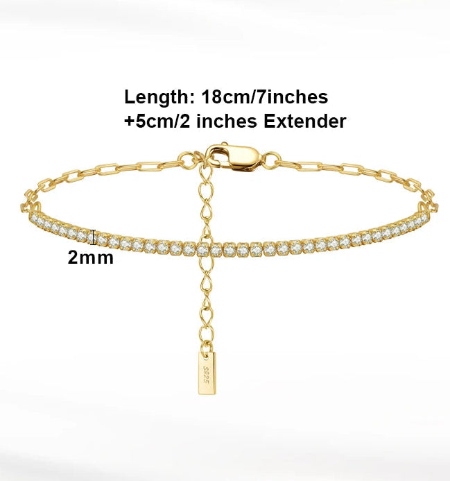 Paperclip Tennisarmband 925 Silver - 14K Guldplätering Handgjort