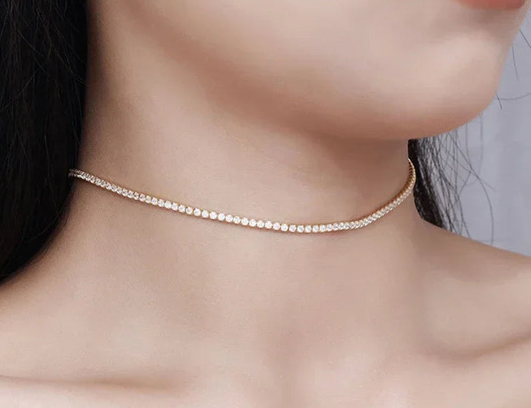 Moissanite Tennishalsband 2mm 0.03ct - 925 Silver 18K Guldplätering