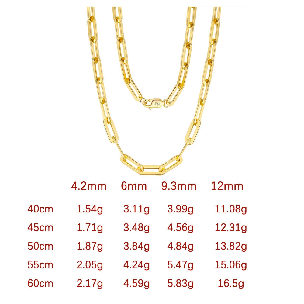 Paperclip Halsband - 925 Silver 18K Guldplätering Unisex