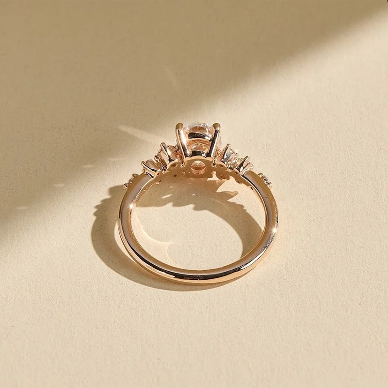 Moissanite Ring 1-3ct Oval Cut Halo - 925 Silver med Certifikat