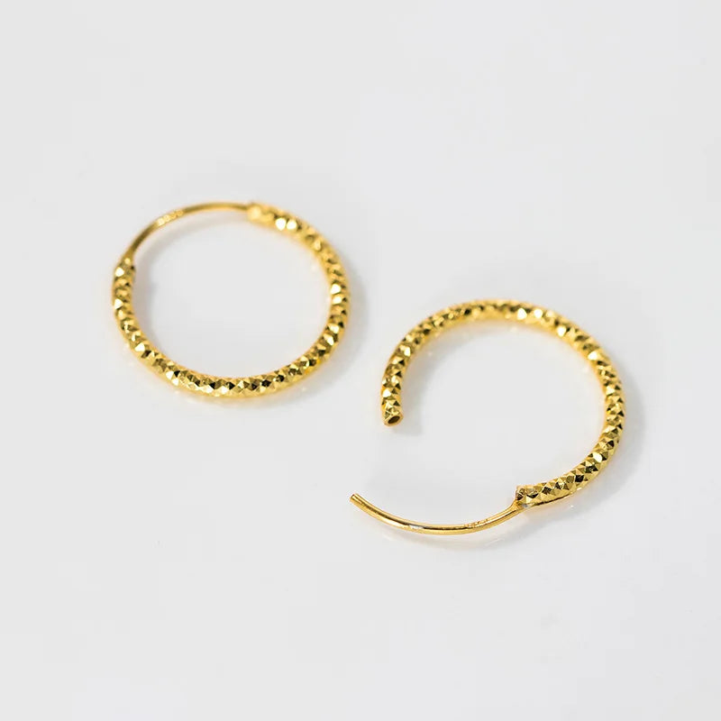 Runda Hoop Örhängen 925 Silver - 18K Guldplätering Damörhängen