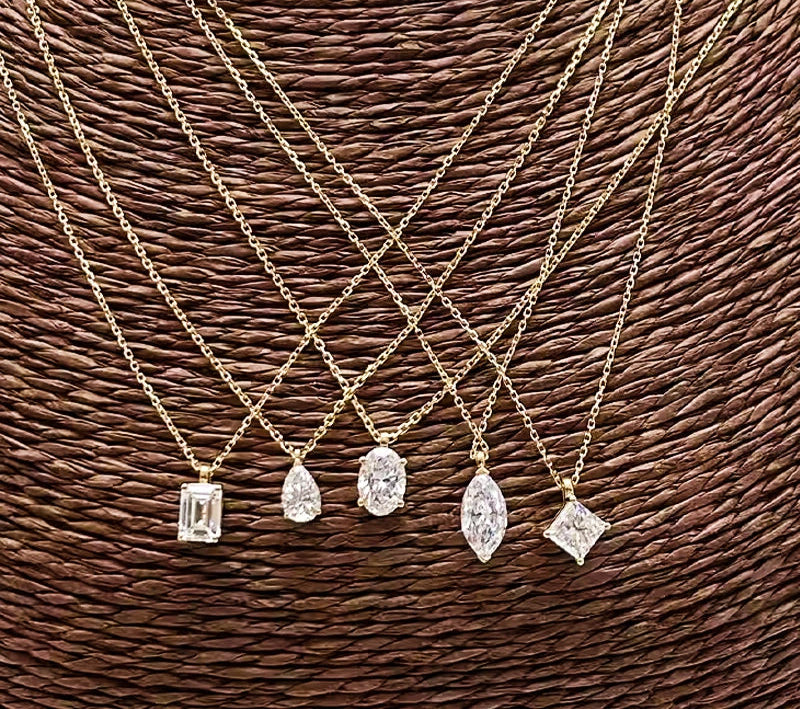 Moissanite Halsband 1-2ct - 925 Sterling Silver Guldplätering