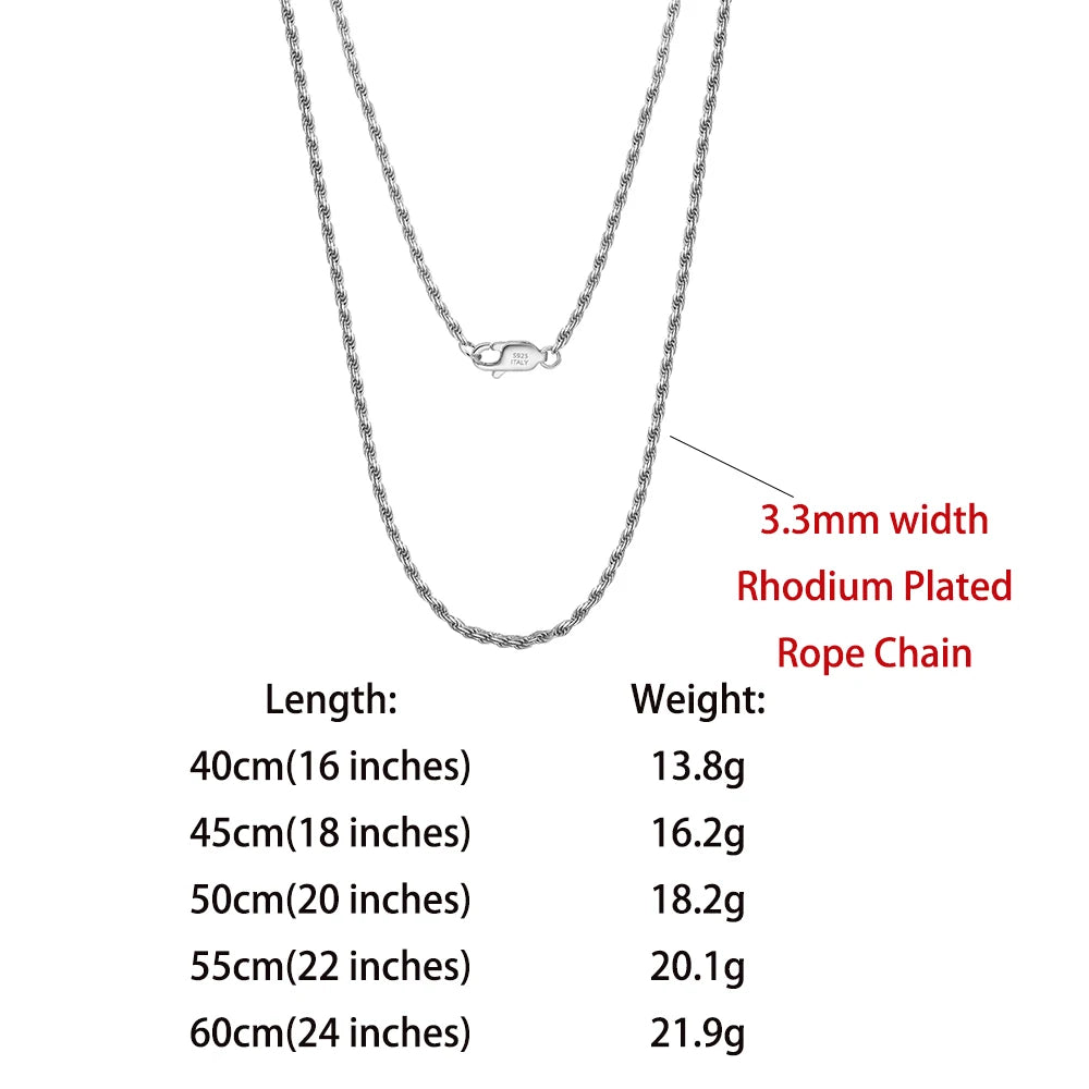 Rope Chain Halsband 1.7mm 925 Silver - 18K Guldplätering Unisex