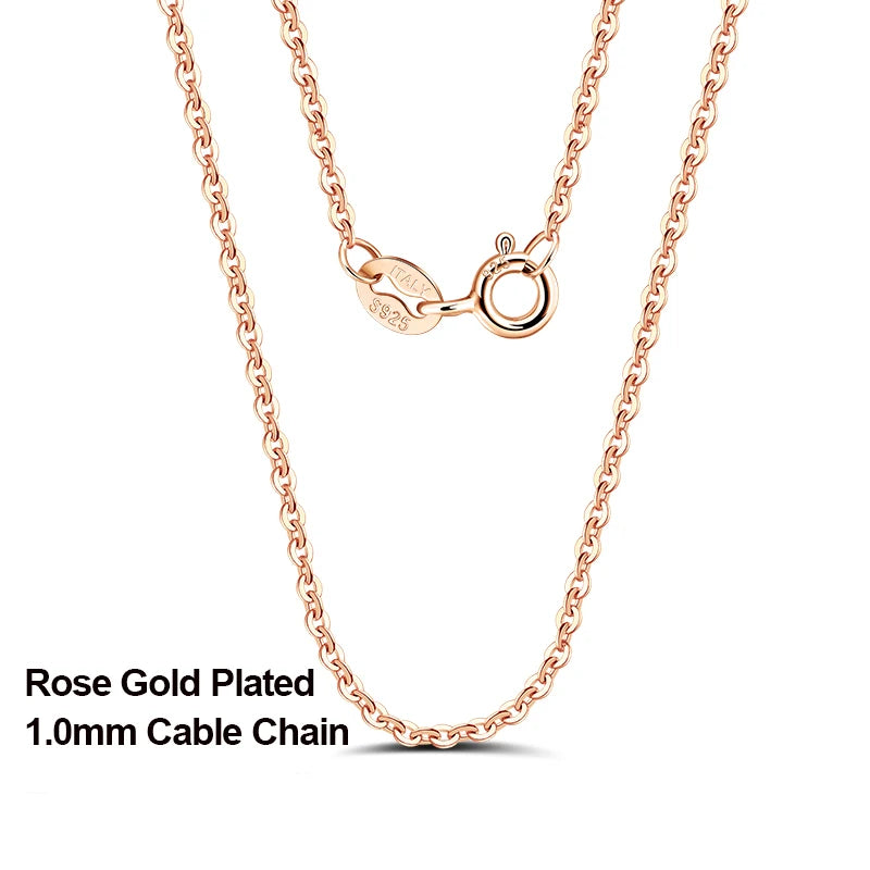 Cable Link Chain Halsband 925 Silver - 18K Guldplätering Tunn Kedja Unisex