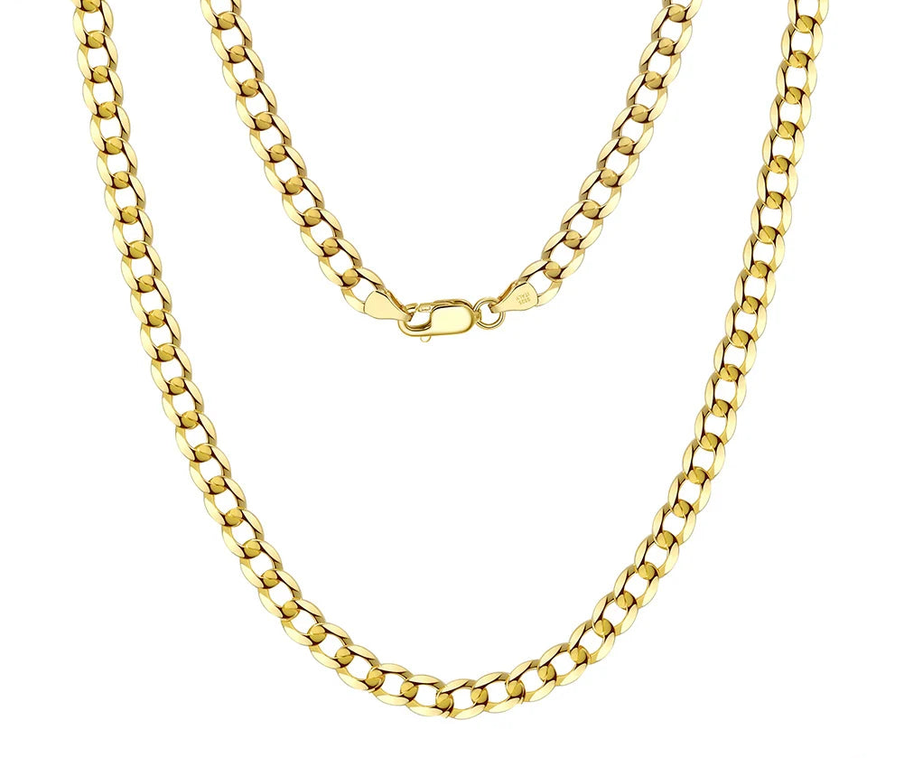 Cuban Link Armband 3-5mm Diamond Cut - 925 Silver 18K Guld