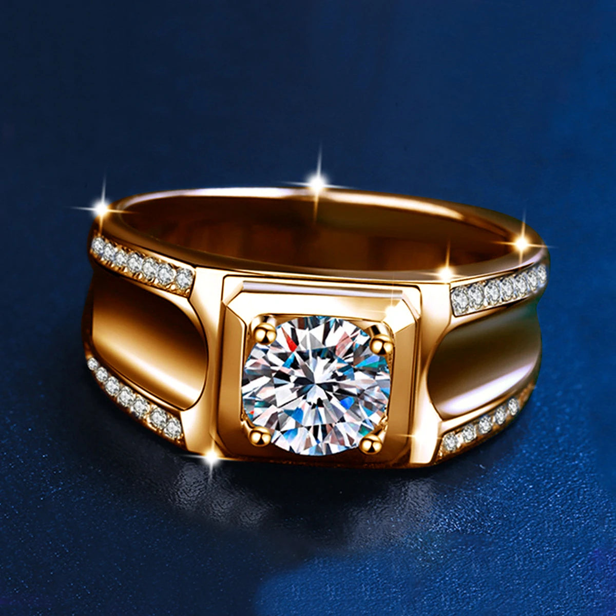 Herr ring Moissanite 925 Silver - Vigselring