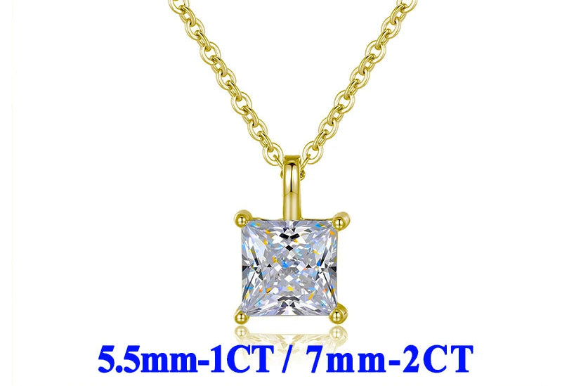 Moissanite Halsband 1-2ct - 925 Sterling Silver Guldplätering