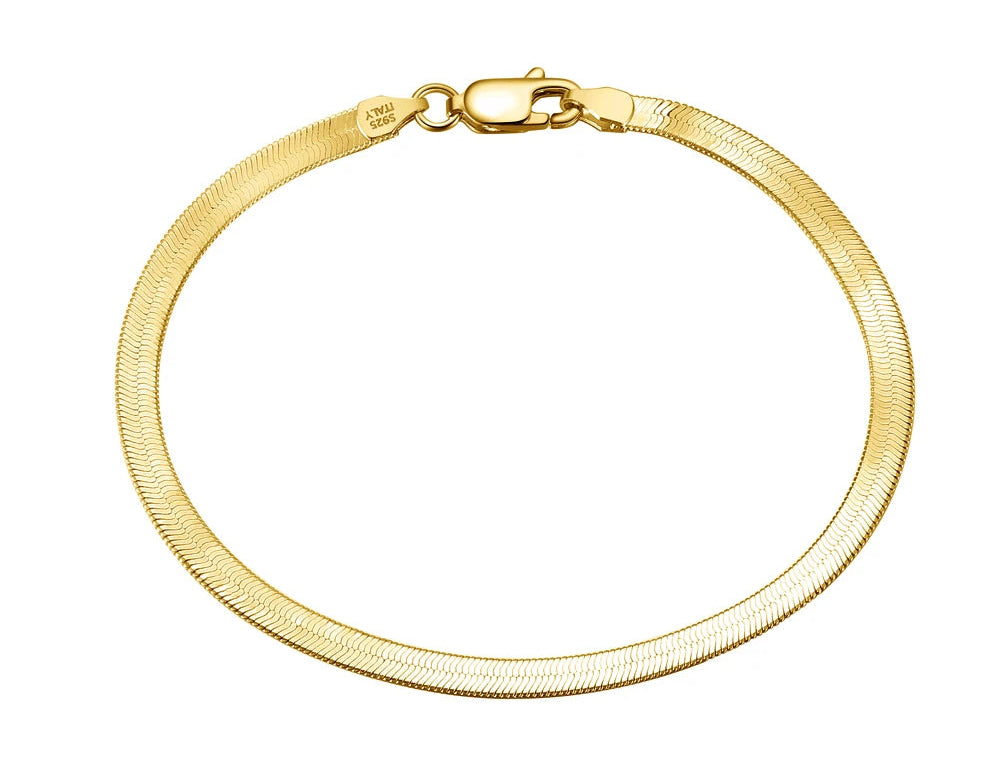 Herringbone Armband 3mm - 925 Silver 18K Guldplätering- unisex