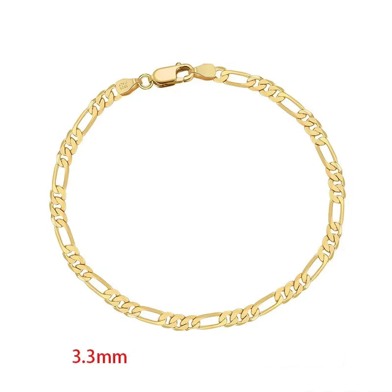 Figaro Armband 5mm 925 Silver - 18K Guldplätering Damarmband 21.5cm