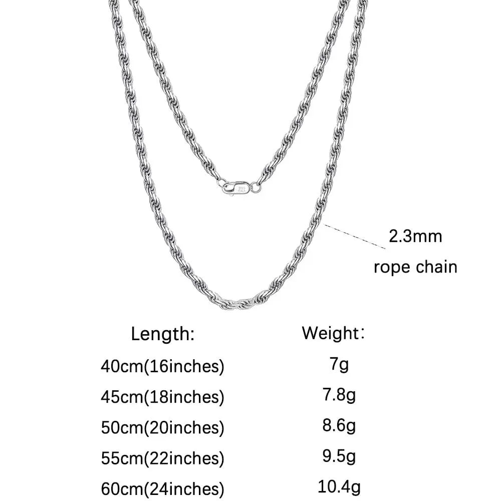 Rope Chain Halsband 1.7mm 925 Silver - 18K Guldplätering Unisex