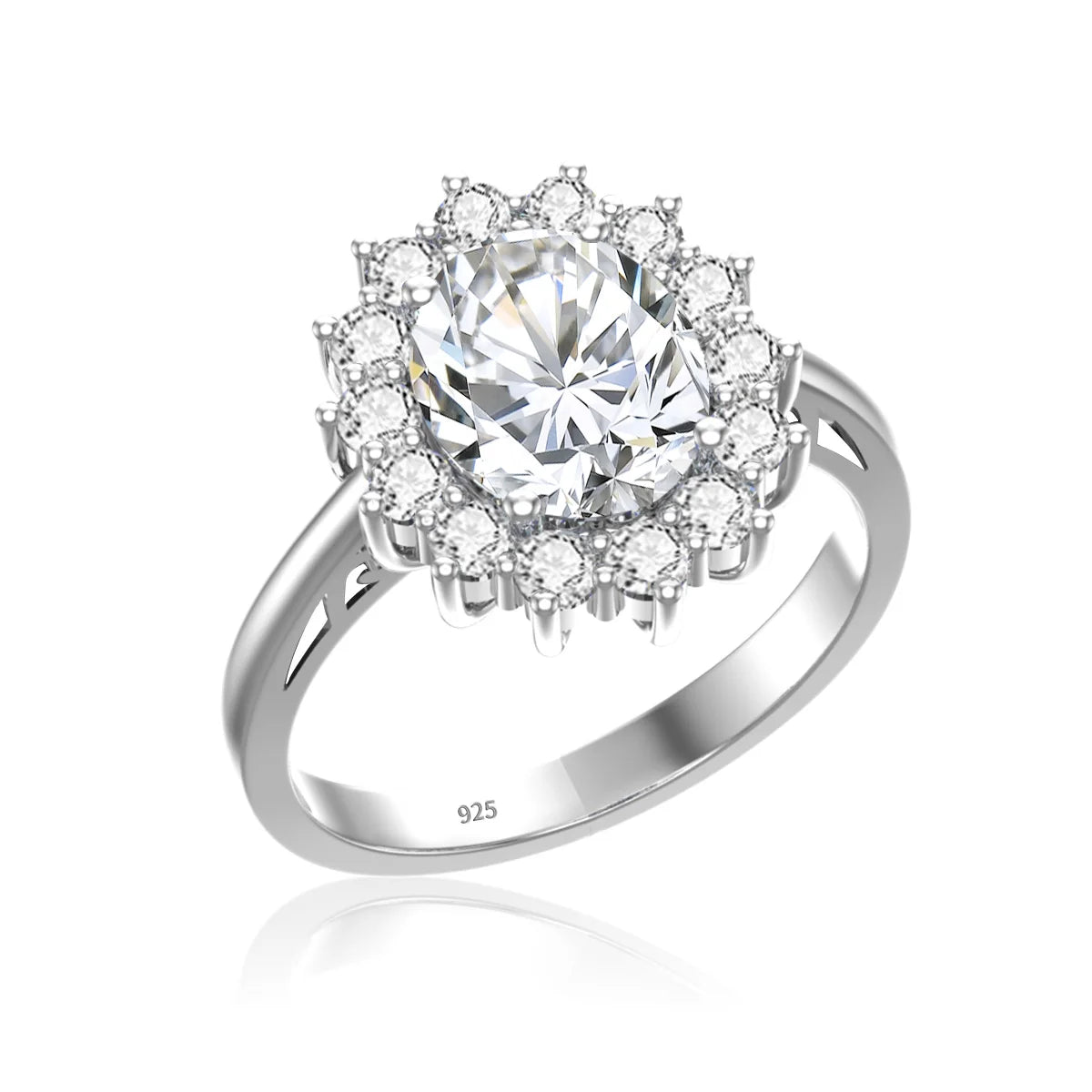 Damring i 925 Silver med Födelsesten 8x10mm - Diana Style Födelsesten