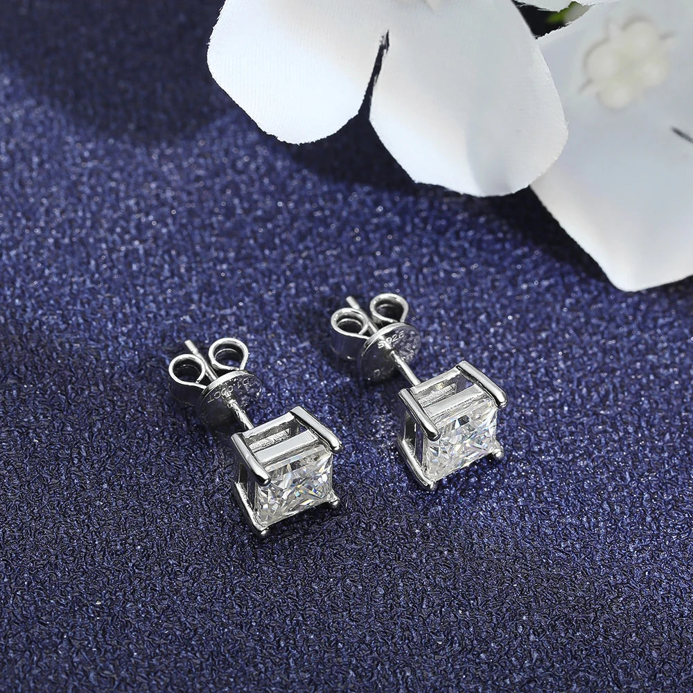 Princess Cut Moissanite Örhängen 1ct - 925 Sterling Silver