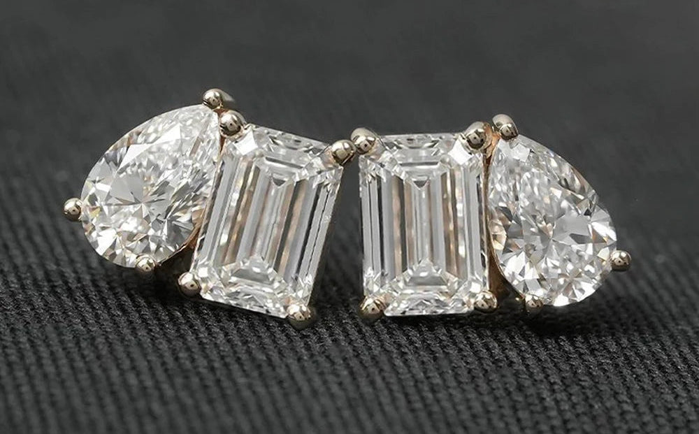 Moissanite Örhängen 4ct Radiant/Emerald/Pear - 925 Silver Certifierade