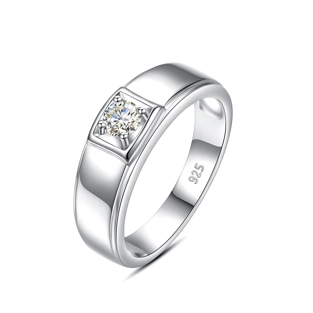 Herr ring i 925 Sterling Silver med Svart Moissanite 0.3ct