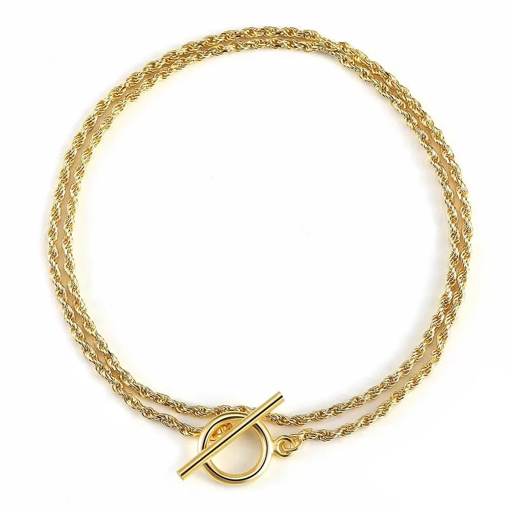 Braided Chain Armband 1.5mm 925 Silver - 14K Guldplätering OT Toggle