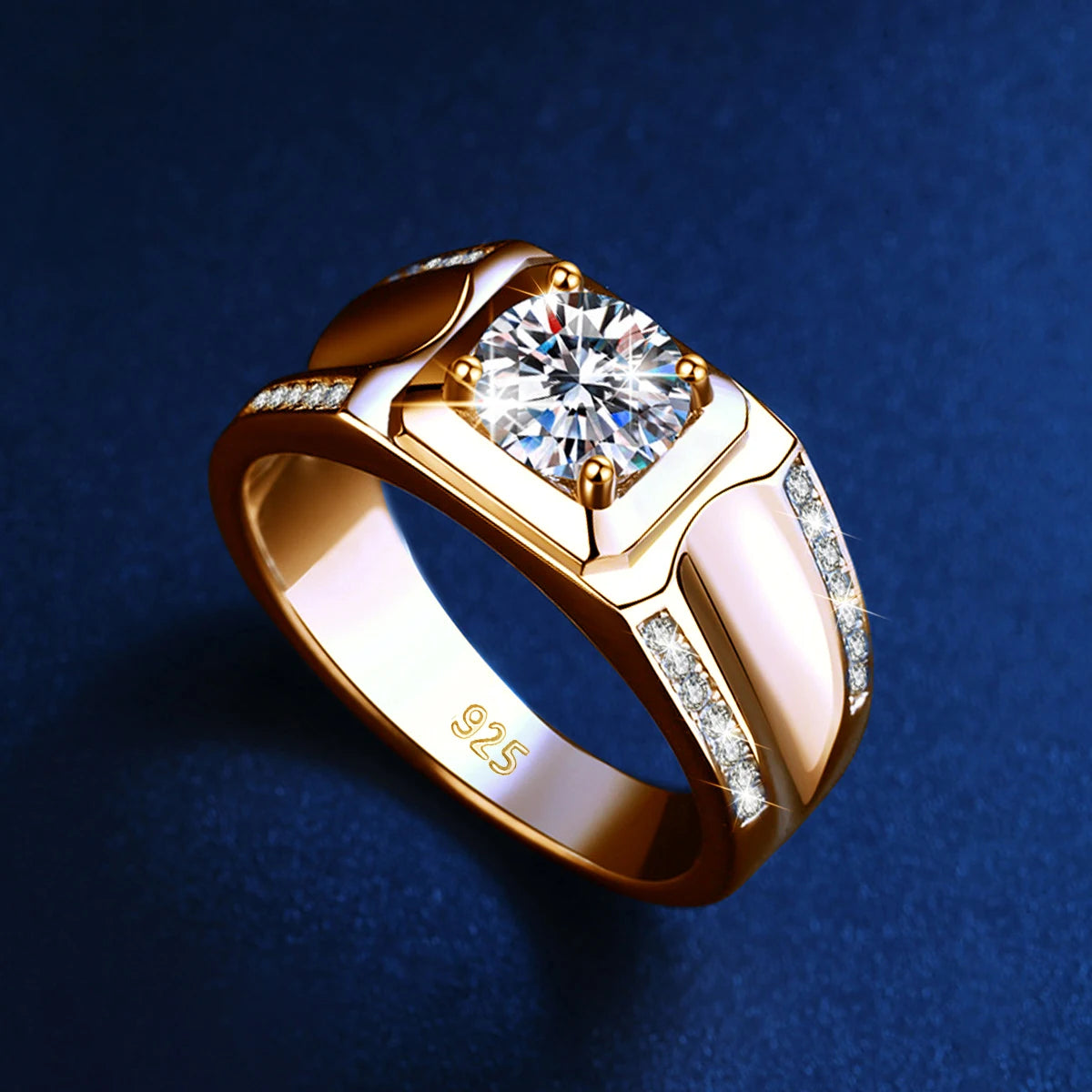 Herr ring Moissanite 925 Silver - Vigselring