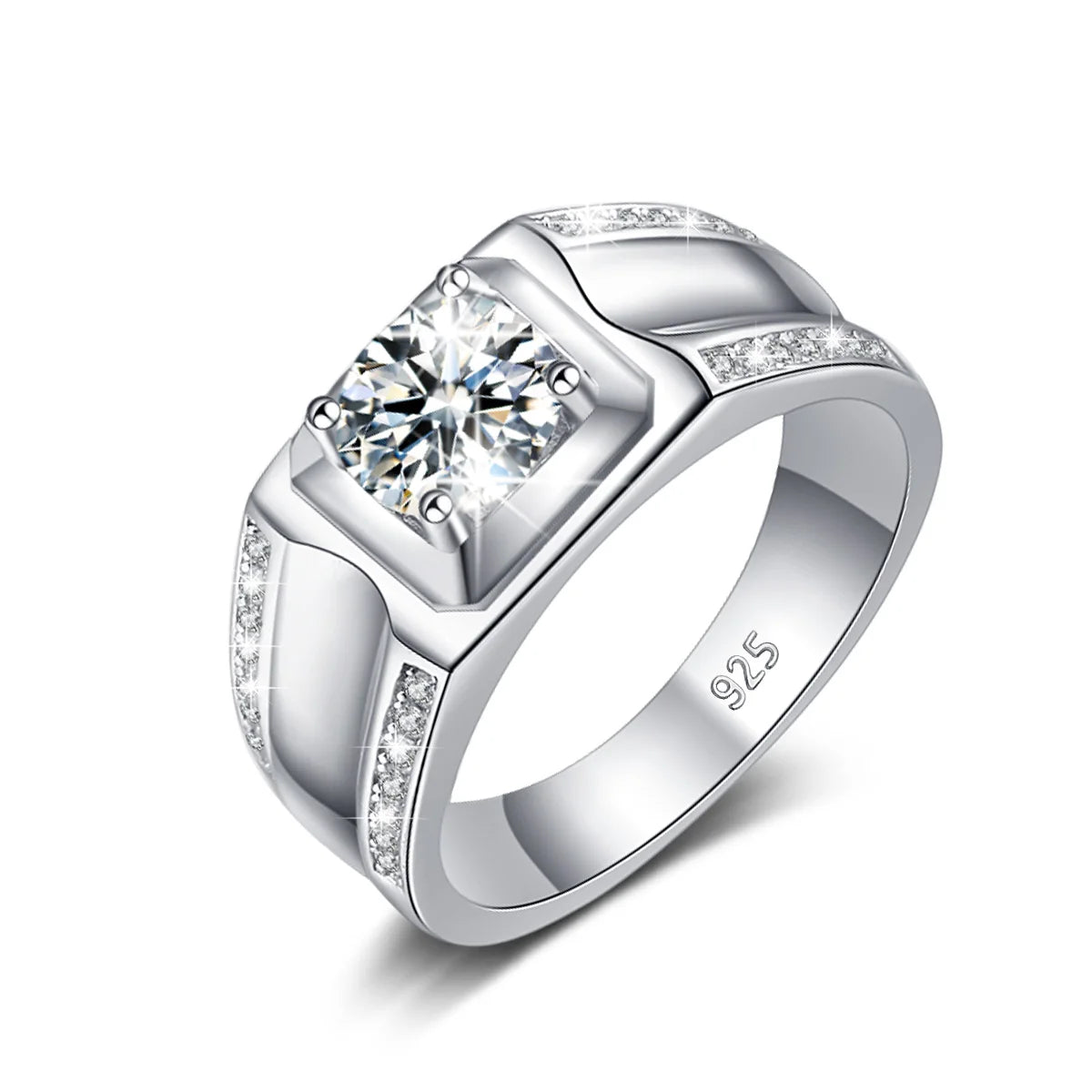 Herr ring Moissanite 925 Silver - Vigselring