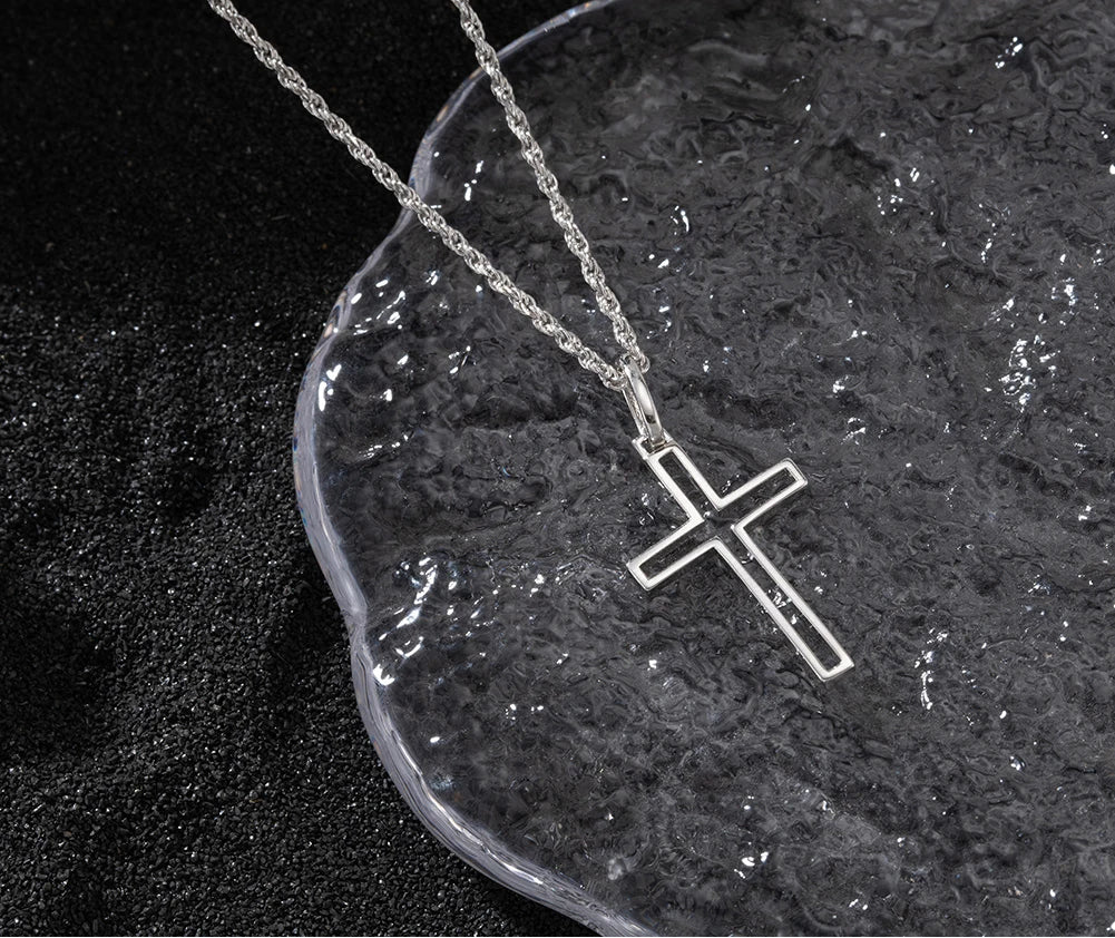 Kors Halsband 925 Silver - 18K Guldplätering Herrsmycke