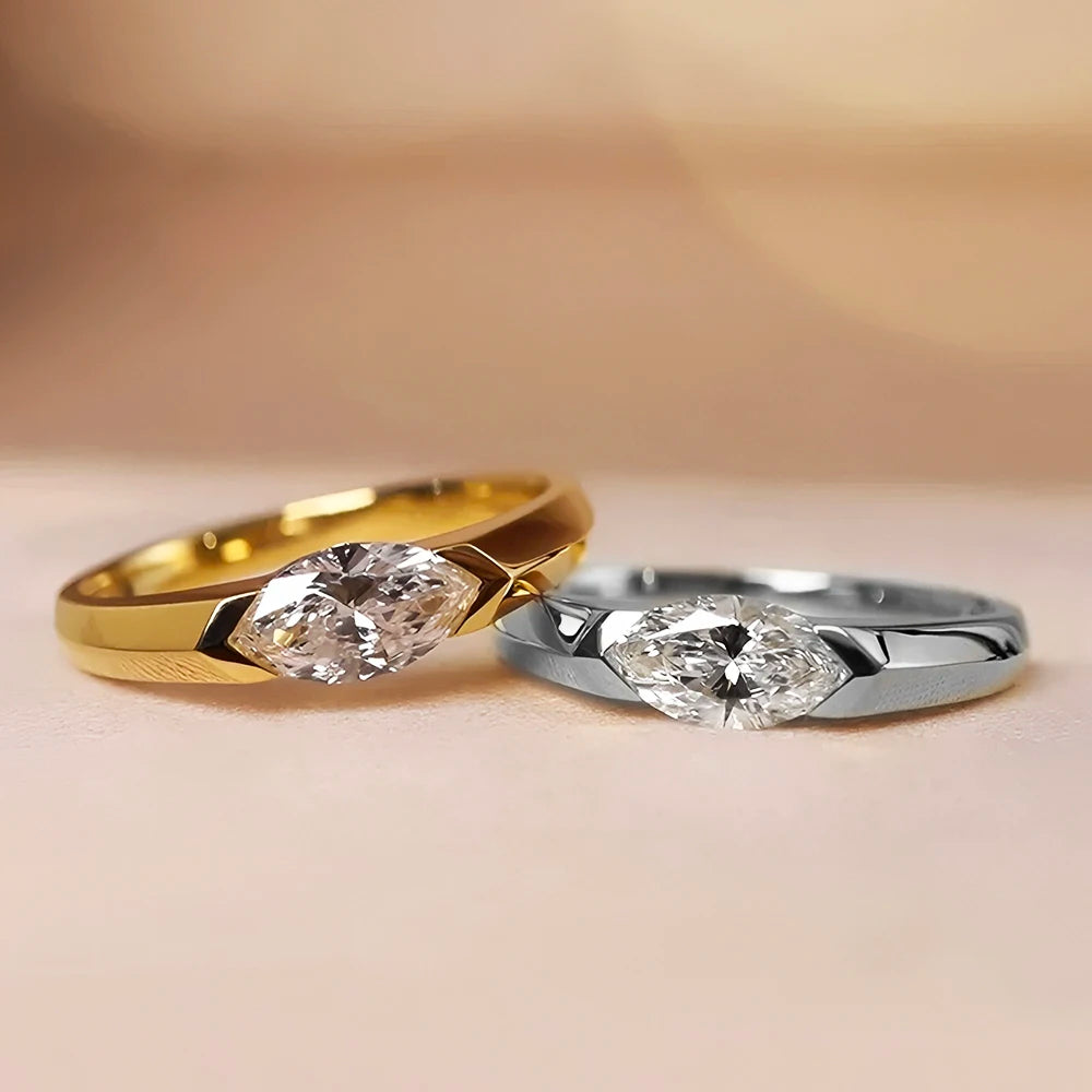 Moissanite Ring 1ct Marquise Cut - 925 Silver 18K Guldplätering