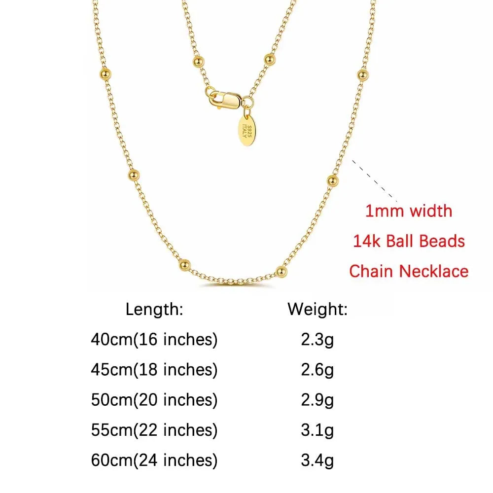 Satellite Chain Halsband 1mm 925 Silver - 14K Guldplätering Cable Chain