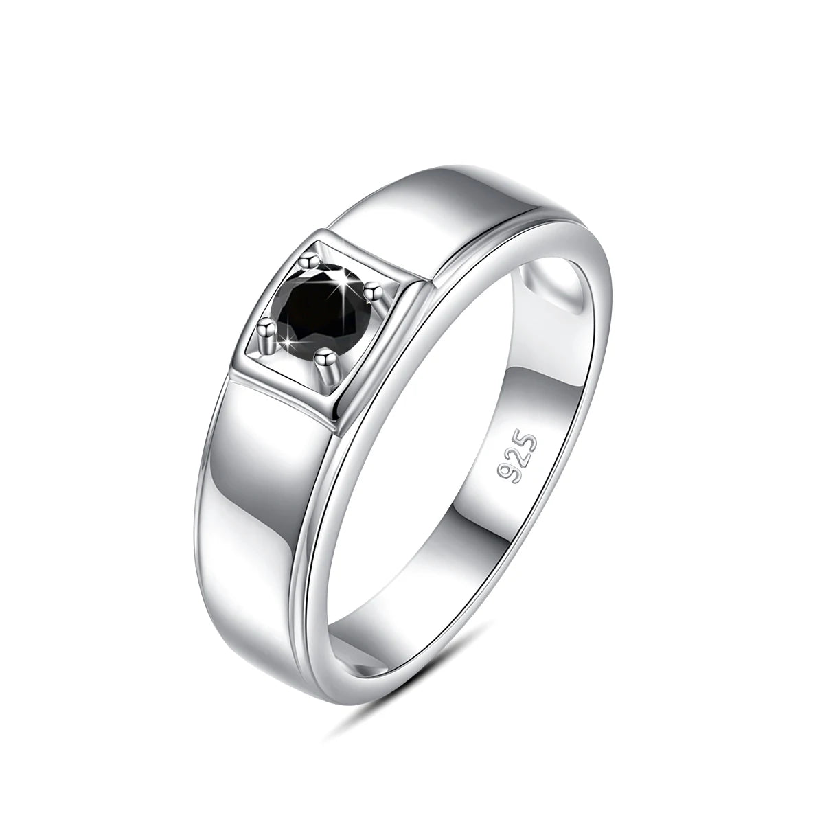 Herr ring i 925 Sterling Silver med Svart Moissanite 0.3ct