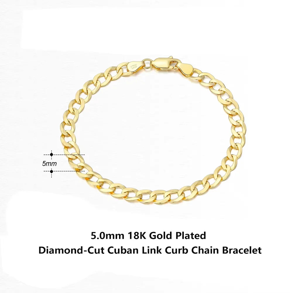 Cuban Chain Armband 3mm 925 Silver - 18K Guldplätering Unisex