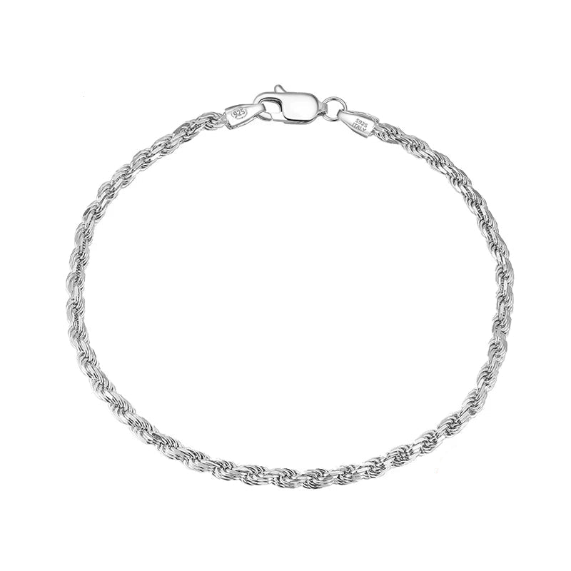 Rope Chain Armband 3.3mm 925 Silver - 18K Guldplätering Unisex