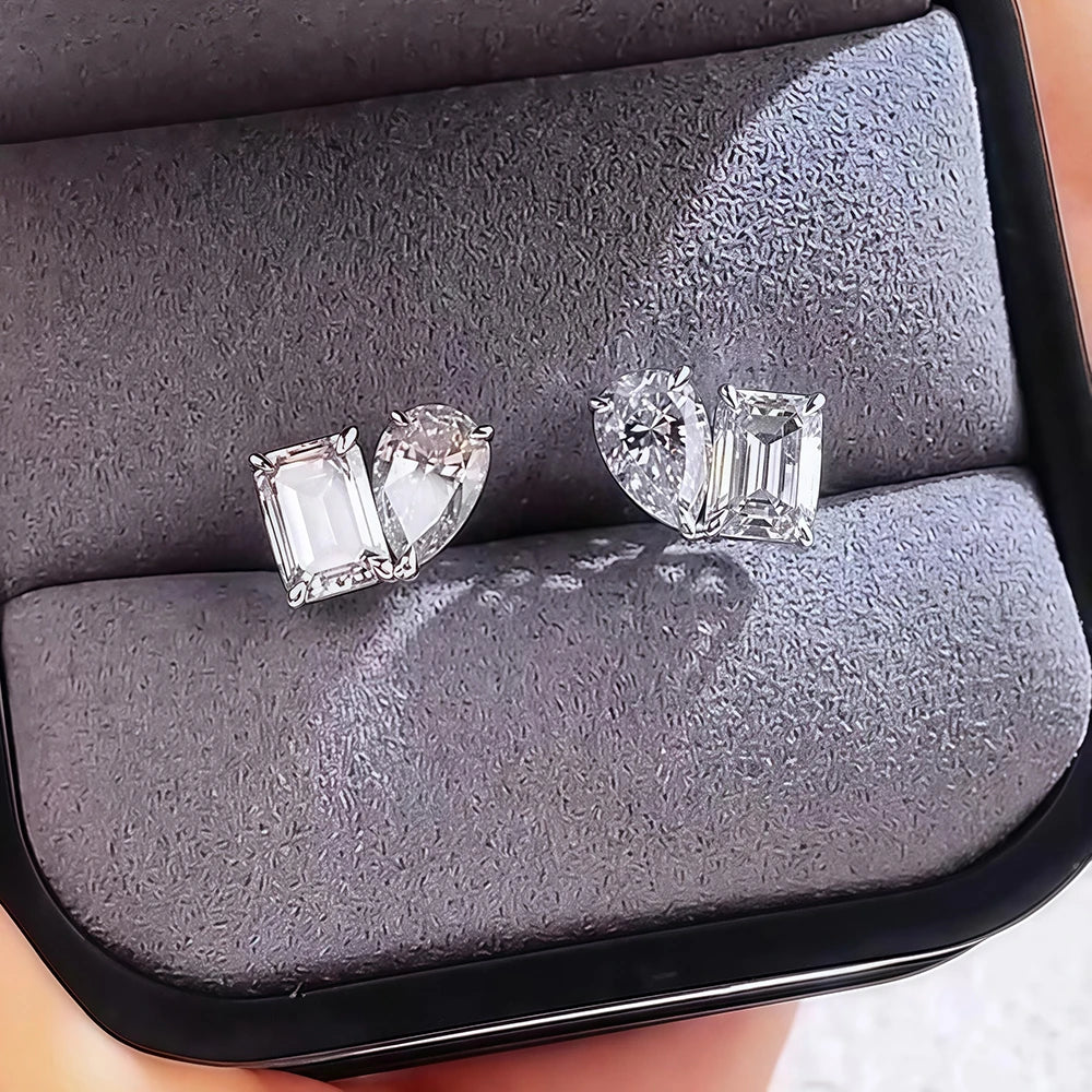 Moissanite Örhängen 4ct Radiant/Emerald/Pear - 925 Silver Certifierade