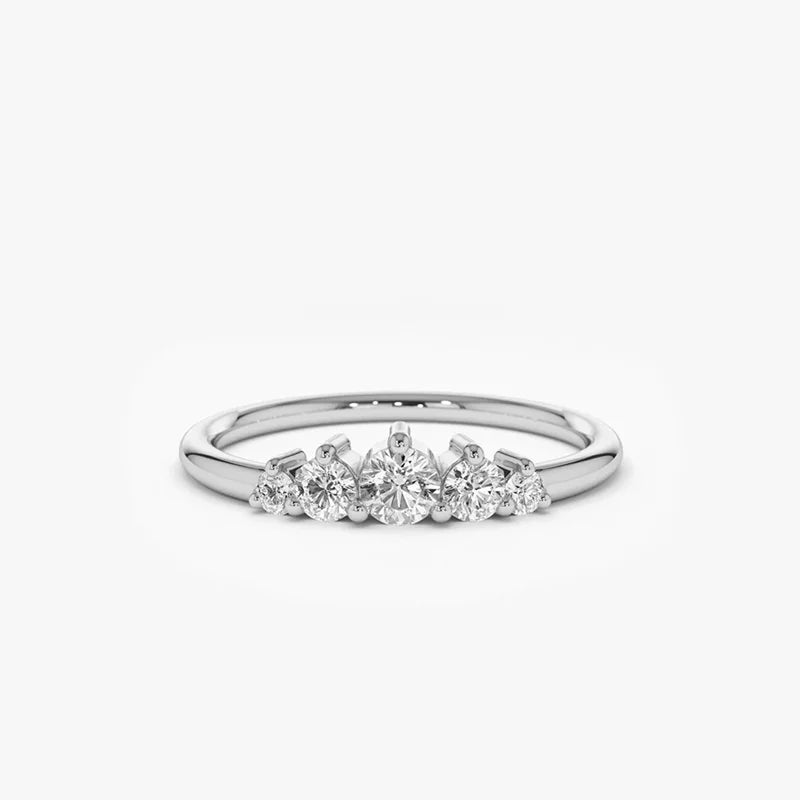 Moissanite Ring 5-Sten - 925 Silver 14K Guldplätering