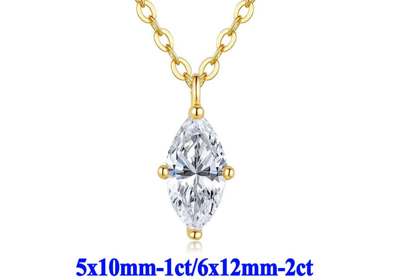 Moissanite Halsband 1-2ct - 925 Sterling Silver Guldplätering