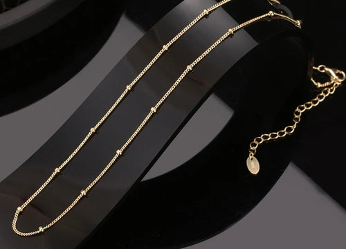 Bead Side Chain Halsband 925 Silver - 14K Guldplätering 35-40cm