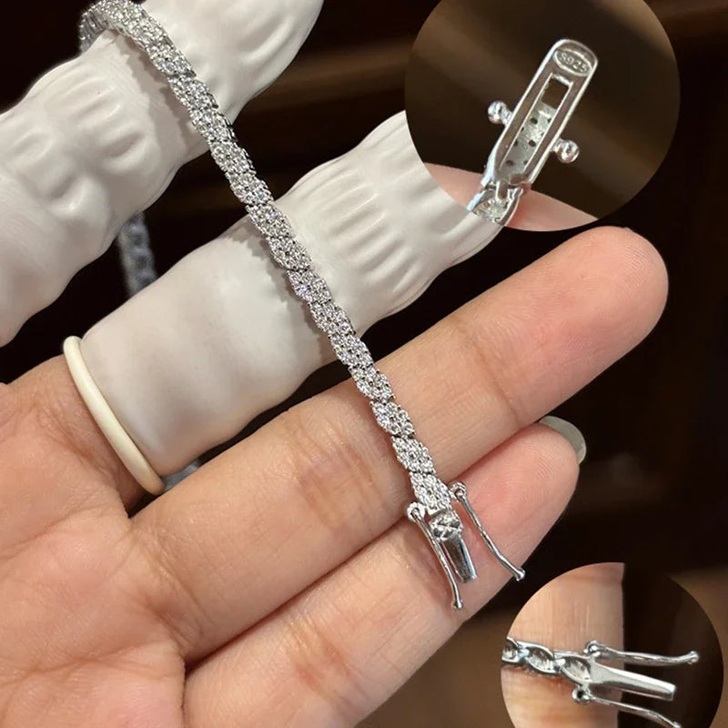 Moissanite Tennis Armband Rhombus 1.2mm D-färg - 925 Silver 18K Plätering